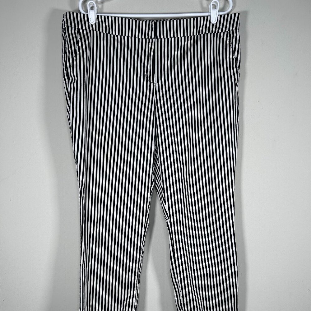 New York Company Capri Dress Pants Women's 18 Stretch Black White Striped